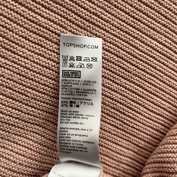 TopShop knitted ribbed mock neck oversized pastel light pink cropped sweater M - Picture 4 of 10